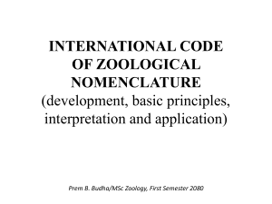 International Code of Zoological Nomenclature: Principles and Rules
