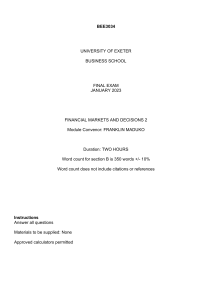 Financial Markets Decisions 2 Exam