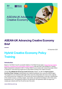 ASEAN-UK Creative Economy Policy Training 2026
