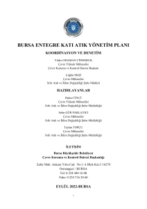 Bursa Entegre Atık Y&ouml;netim Planı