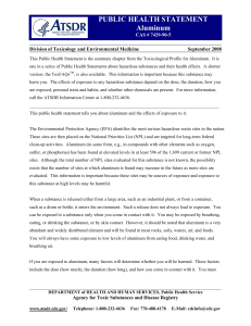 Public Health Statement: Aluminum Toxicity & Effects