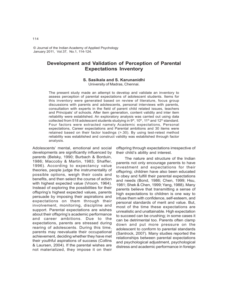 Parental Expectations Inventory.pdf Parental Expectations Inventory Study