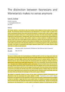 Keynesian vs. Monetarist Debate is Obsolete