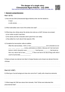 Danger of a Single Story Worksheet