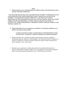 Social Services Selection Questionnaire
