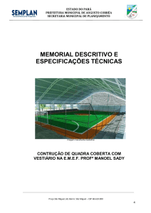 Especifica&ccedil;&otilde;es Constru&ccedil;&atilde;o Quadra Esportiva