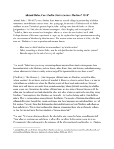 Ahmad Baba on Slavery in Muslim States
