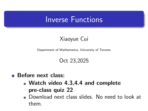 Inverse Functions Lecture Slides