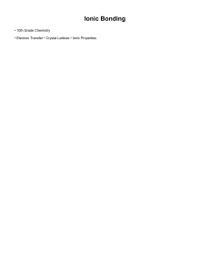 Ionic Bonding: 10th Grade Chemistry Lesson