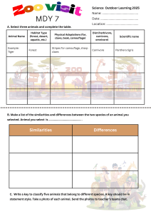Animal Adaptations Science Worksheet