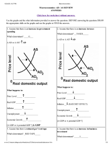 Macroeconomics AD/AS Worksheet with Answers
