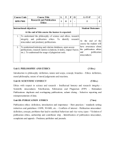 RPE17001: Research & Publication Ethics Syllabus