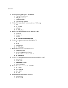 PMI Machine Test: Material Identification Quiz