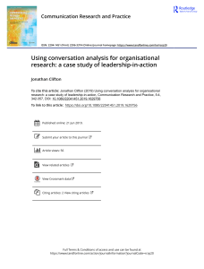 Conversation Analysis for Leadership Research