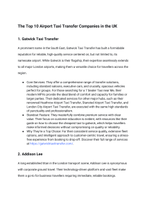 The Top 10 Airport Taxi Transfer Companies in the UK