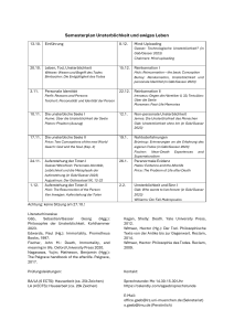 Semesterplan Philosophie der Unsterblichkeit