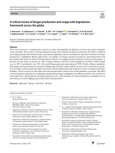 Biogas Production and Usage: A Critical Review