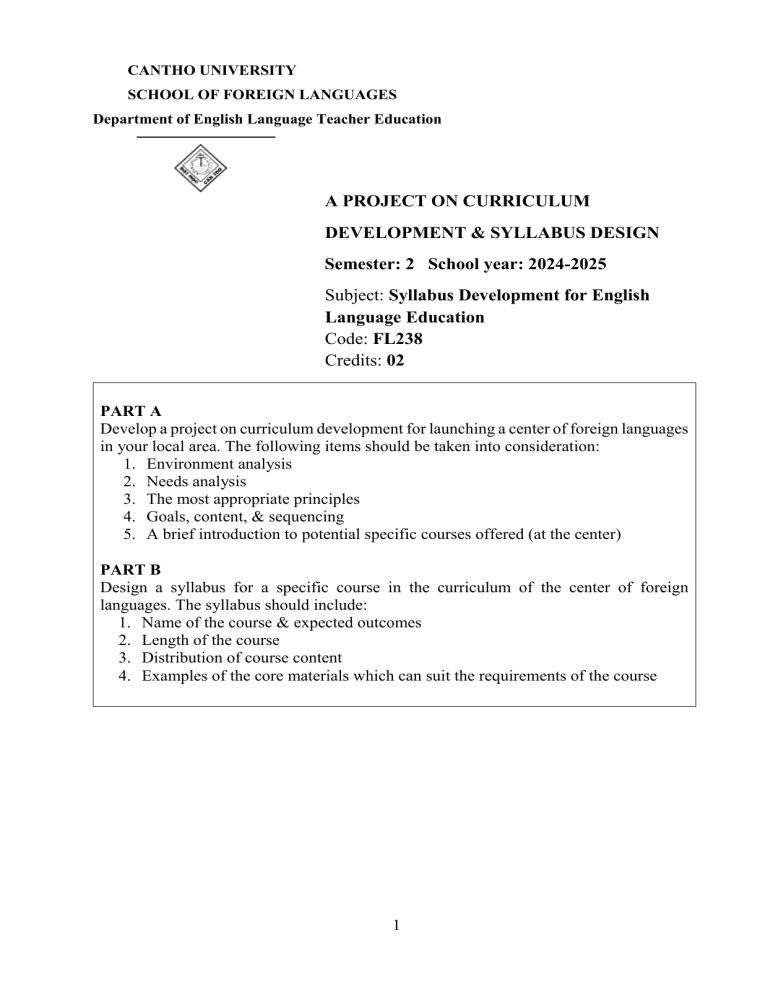 Curriculum Development Project for English Center