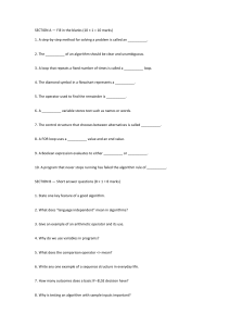 Algorithms and Programming Assessment