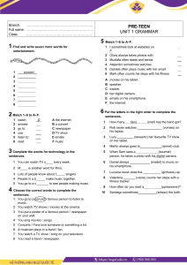 English Grammar Worksheet for Pre-Teens