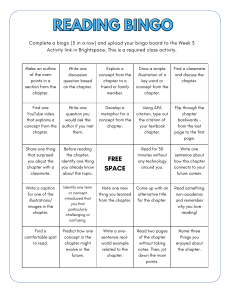 Reading Bingo Worksheet for Students