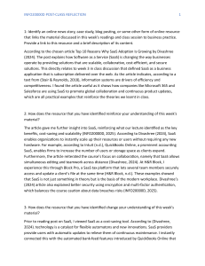 Post-Class Reflection: SaaS in Business