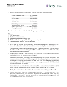Marketing Management Worksheet: Breakeven Analysis