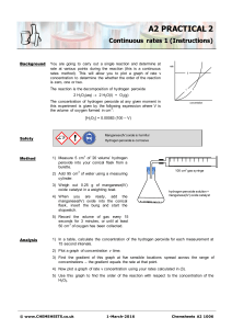 A2 Chemistry: Continuous Rates Practical 2