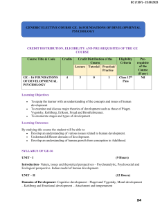 Developmental Psychology Syllabus GE-16