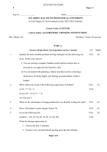 KTU Python Algorithmic Thinking Exam 2025