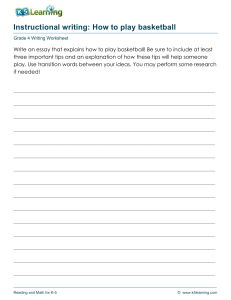 Basketball Writing Worksheet for Grade 4 Students