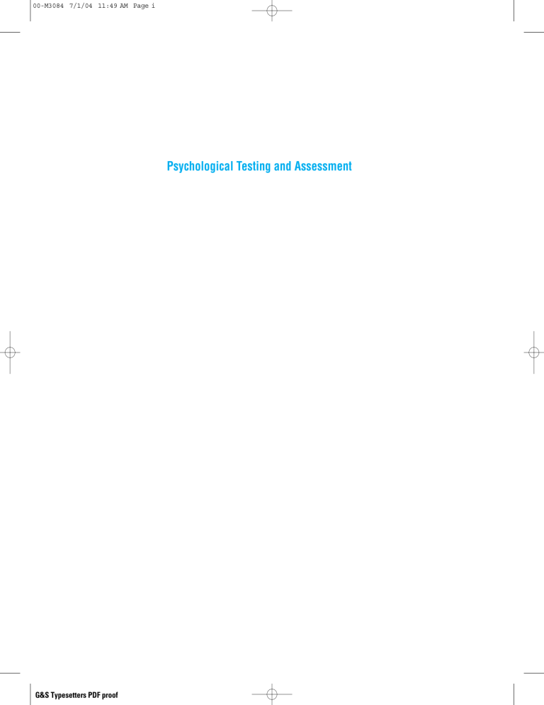 Psychological Testing and Assessment Textbook