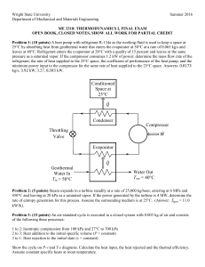 Thermodynamics I Final Exam ME 3310