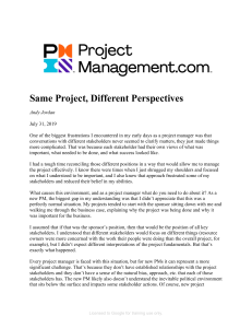 Project Management: Handling Stakeholder Perspectives