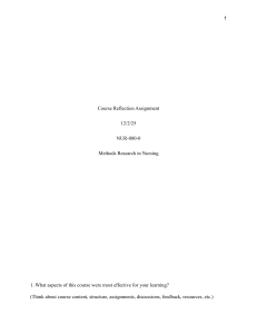 Nursing Course Reflection Assignment