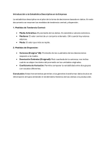 Estad&iacute;stica Descriptiva para Empresas