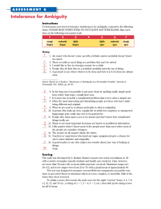 Intolerance for Ambiguity Assessment Scale