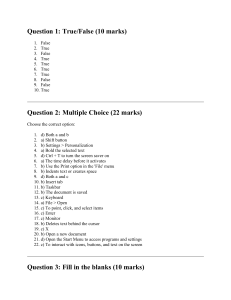 Computer Basics Exam Paper: Hardware, Software, and Shortcuts