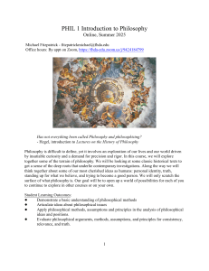 PHIL 1: Intro to Philosophy Syllabus