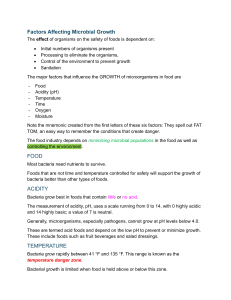 Factors Affecting Microbial Growth in Food