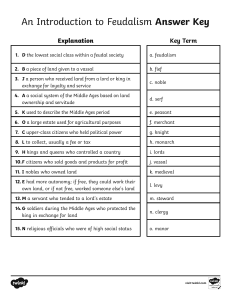 Feudalism Worksheet Answer Key