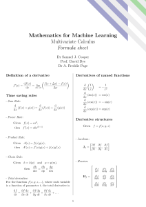 Hoja de F&oacute;rmulas C&aacute;lculo Multivariable