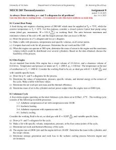 MECH 240 Thermodynamics Assignment 8