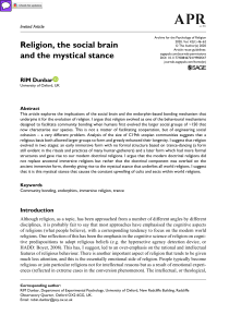 Religion, Social Brain & Mystical Stance