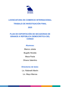 Plan Exportaci&oacute;n Secadoras Granos Congo