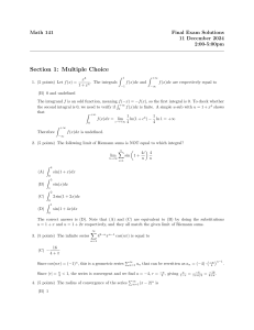 Math 141 Final Exam Solutions