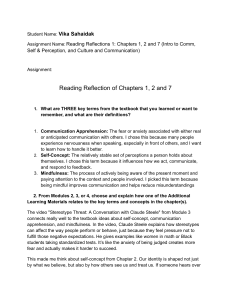 Intro to Comm: Self & Perception Reflection