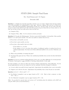 STATS 2D03 Sample Final Exam - Probability