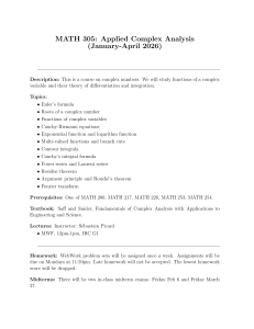 MATH 305: Applied Complex Analysis Syllabus 2026