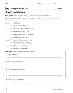 Physics Worksheet: Gravity, Friction, Forces